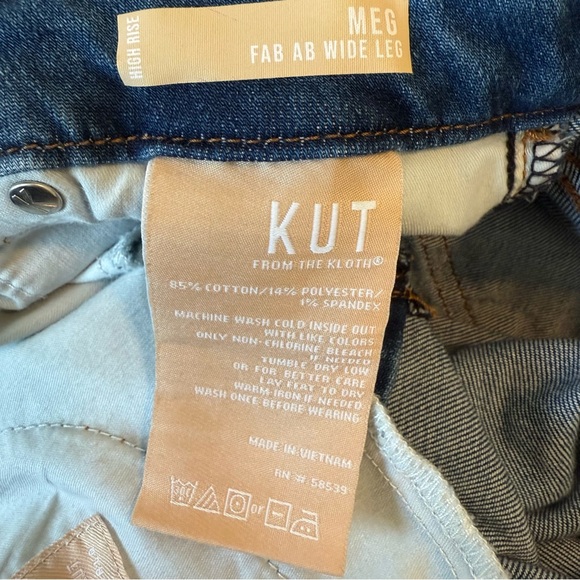 KUT From The Kloth Womens Meg Fab AB Wide Leg High Rise Jeans Size 8 Blue Denim - Picture 9 of 10
